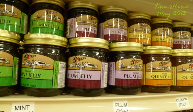 Photo of Jelly on a store shelf - with the plum in the middle.