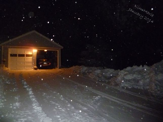 Photo of our driveway beautifully plowed! So nice and flat and high piles of snow on the side.