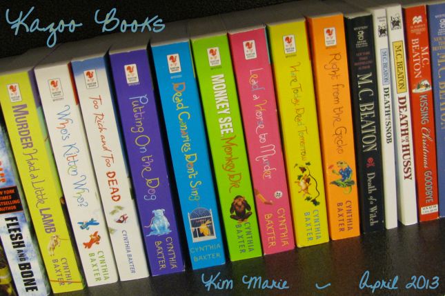 Books on a shelf at a book store - all cozy mysteries